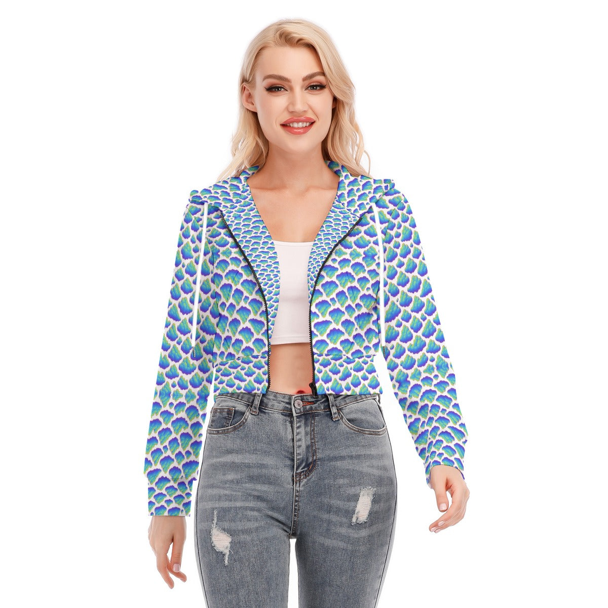 Women's Crop Top Hoodie With Zipper Closure