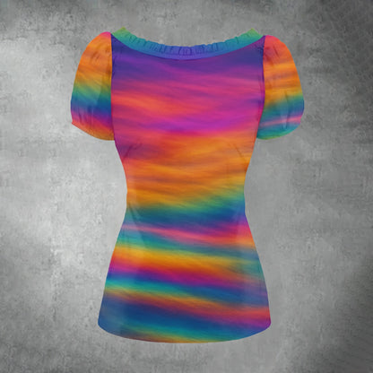 Women's Puff Sleeve Pleated Shirt