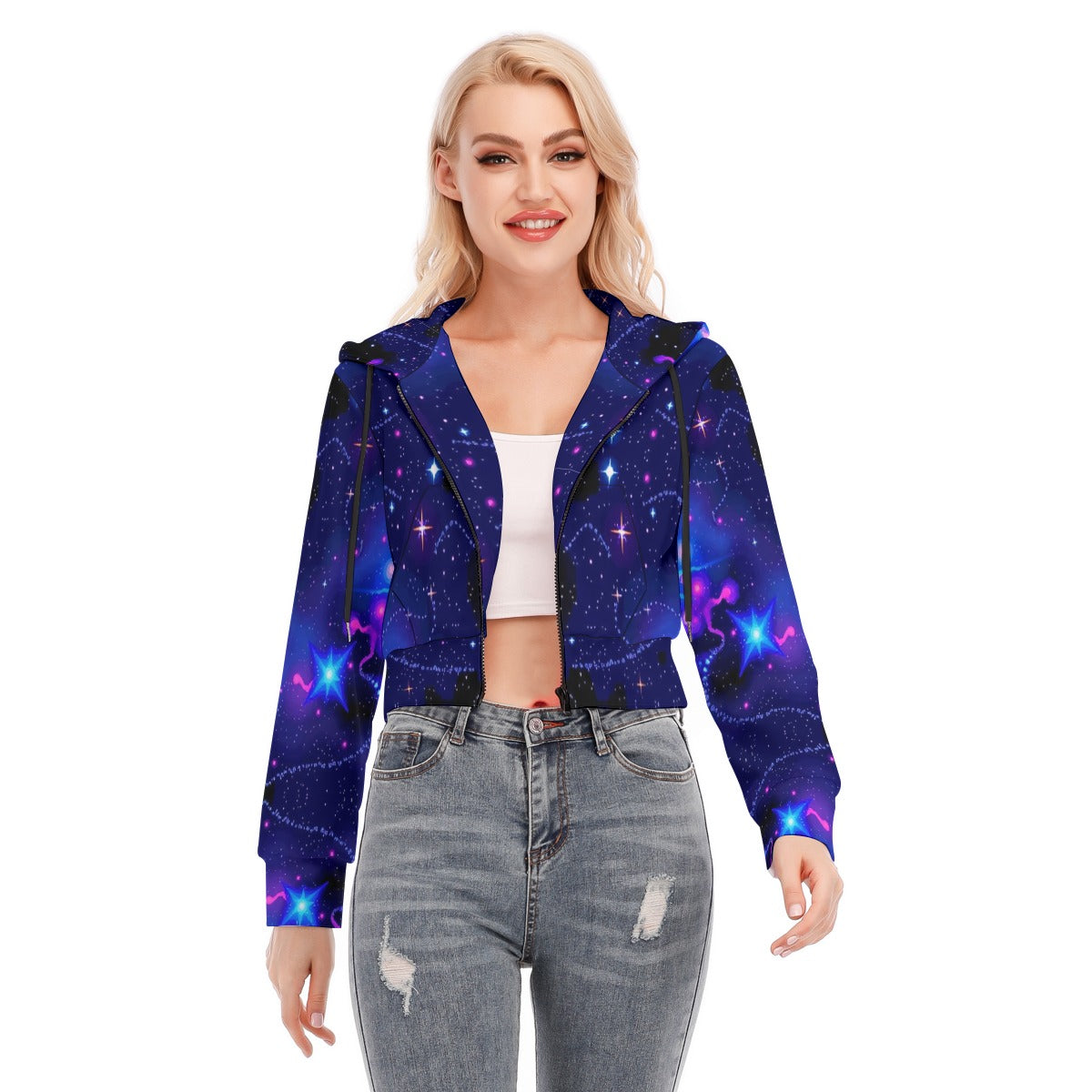 Women's Crop Top Hoodie With Zipper Closure