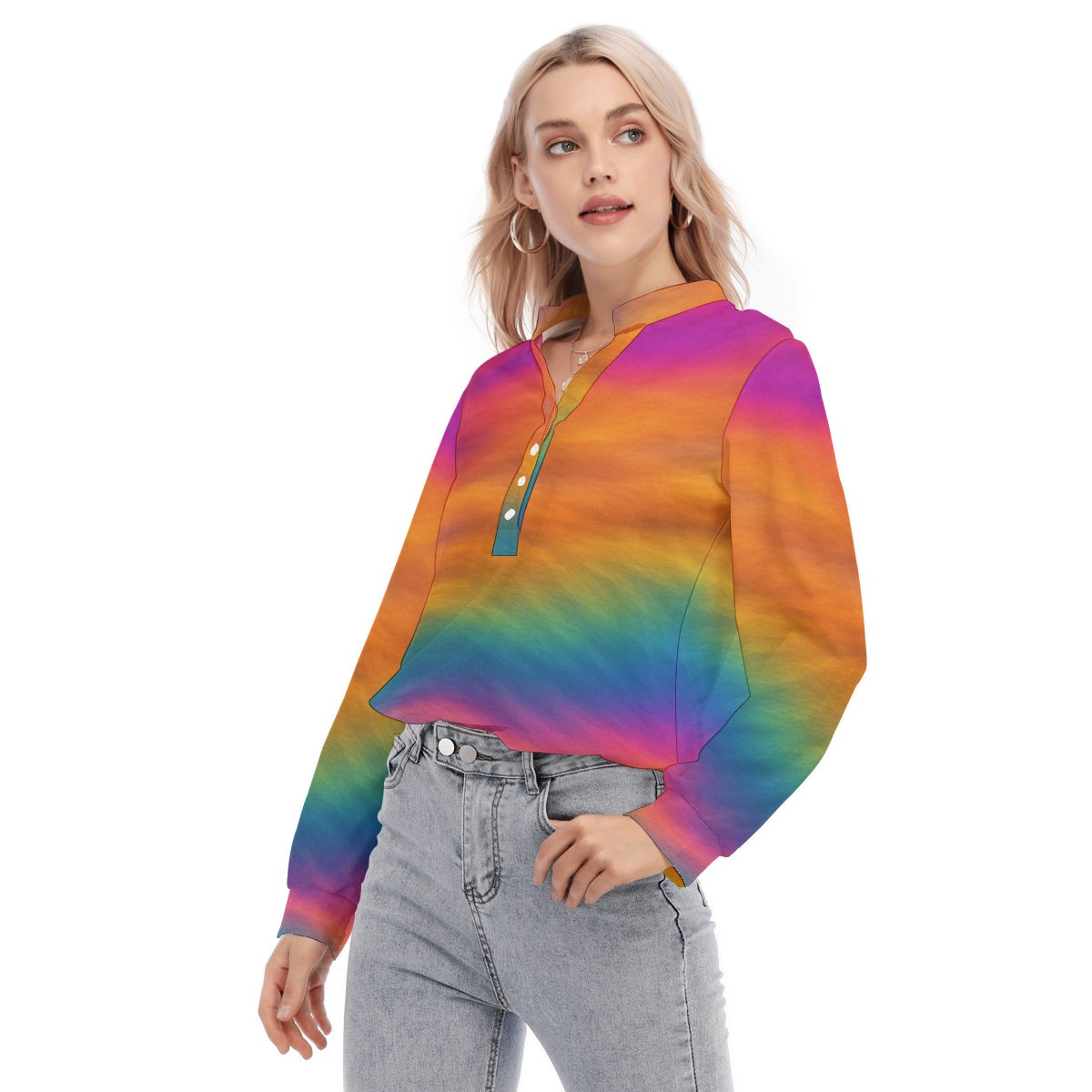 Women's Long Sleeve Blouse With Button Closure