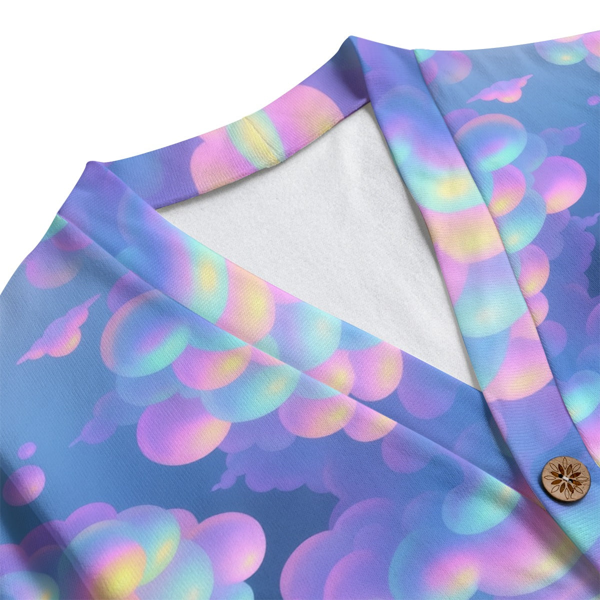 Unisex V-neck Knitted Fleece Cardigan With Button Closure