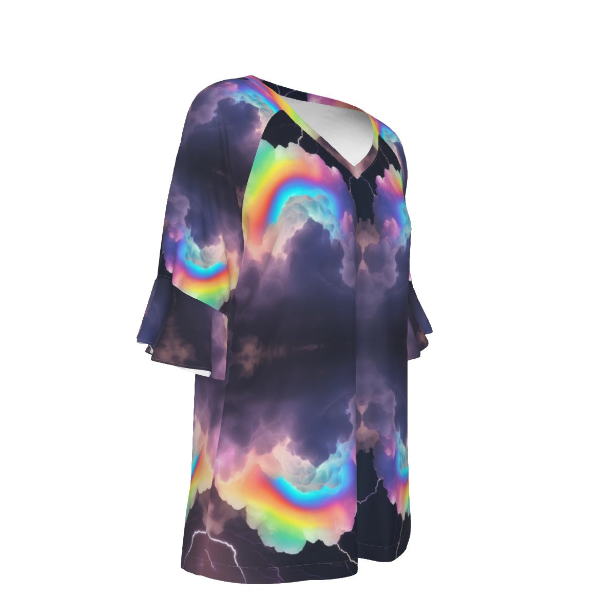 V-neck Women's T-shirt With Bell Sleeve