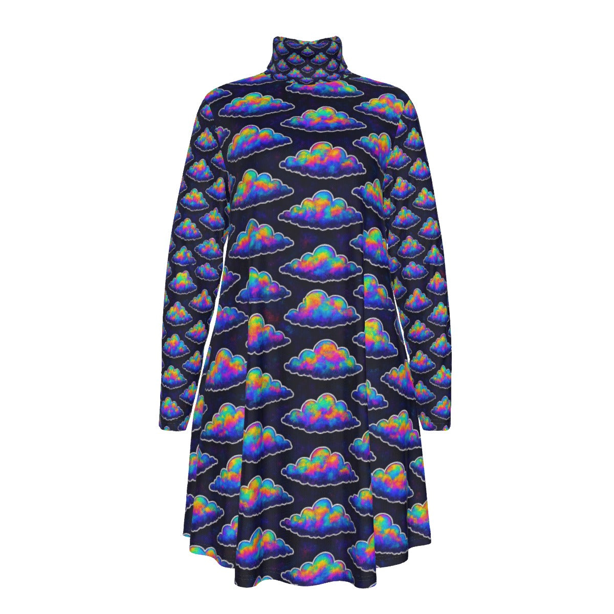 Women's High Neck Dress With Long Sleeve