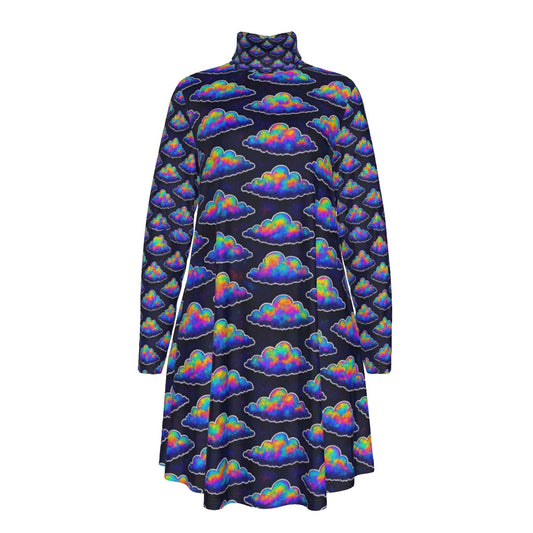 Women's High Neck Dress With Long Sleeve