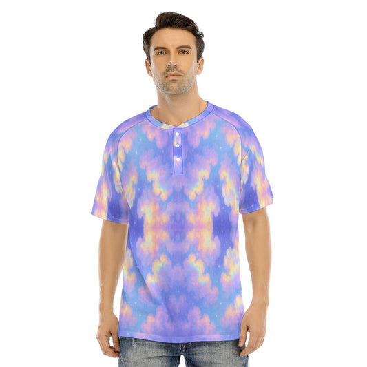 Men's Raglan Sleeve T-shirt With Button Closure