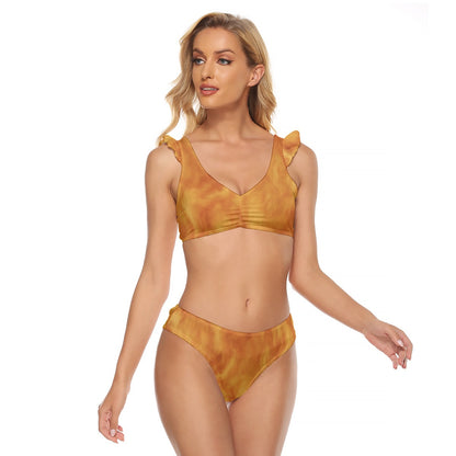 Women's Bikini Swimsuit With Ruffle Cuff Bra