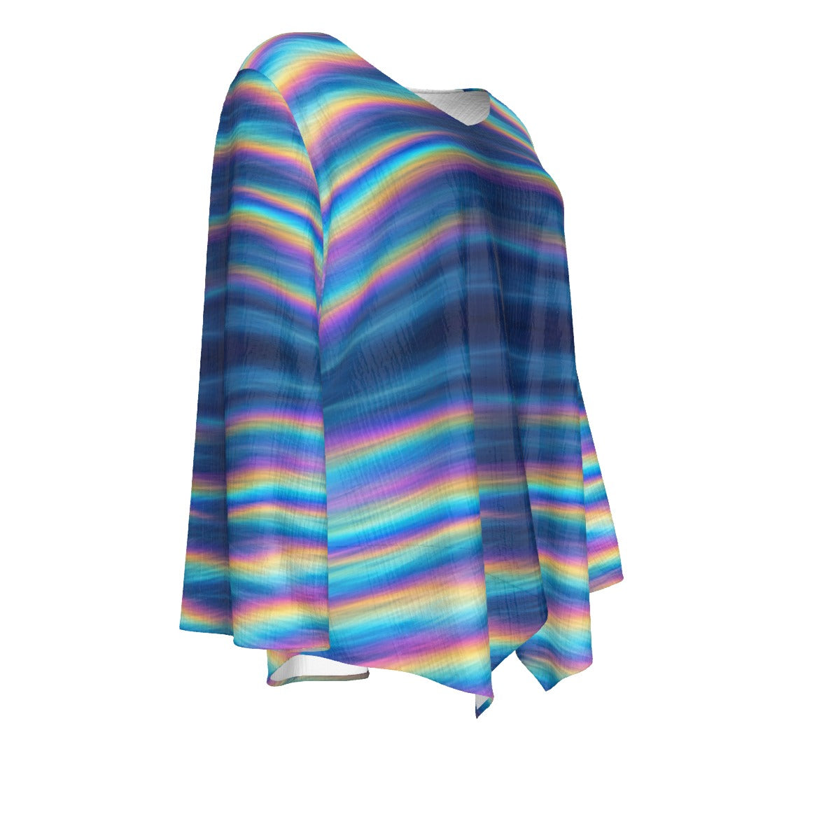 Women's V-neck T-shirt With Irregular Hem