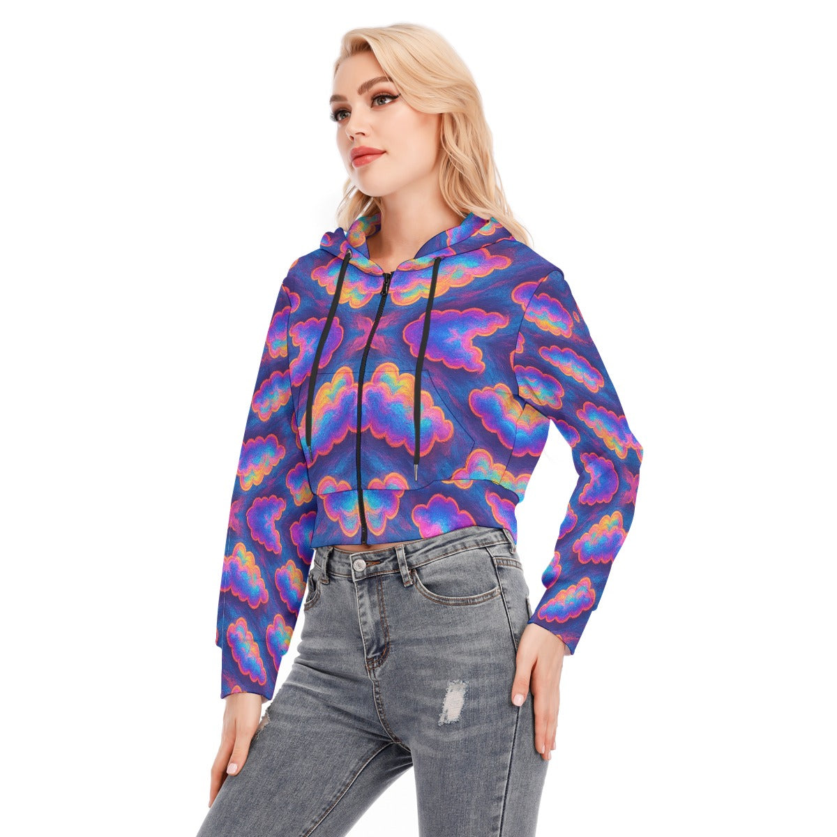 Women's Crop Top Hoodie With Zipper Closure