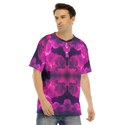 Men's Raglan Sleeve T-shirt With Button Closure