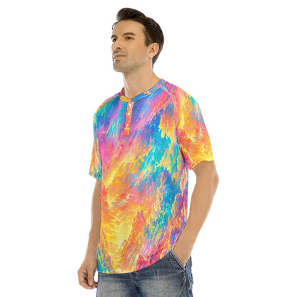 Men's Raglan Sleeve T-shirt With Button Closure