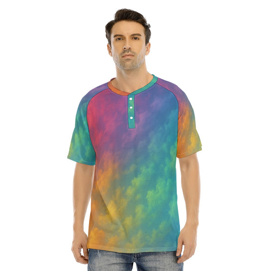 Men's Raglan Sleeve T-shirt With Button Closure