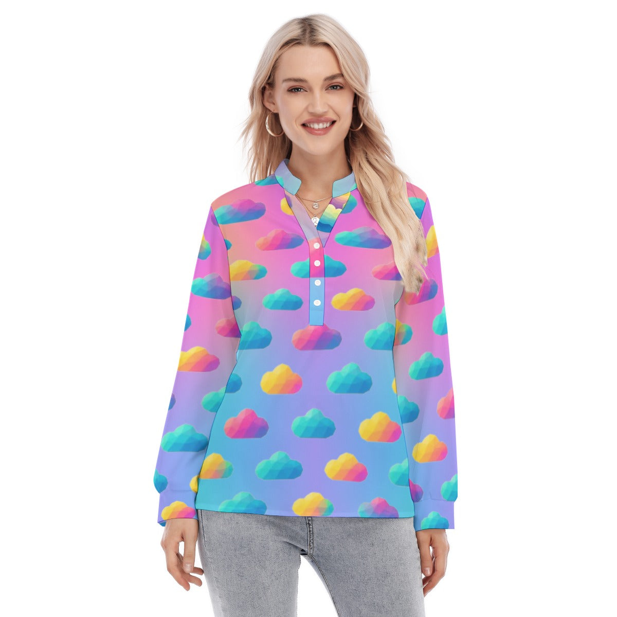 Women's Long Sleeve Blouse With Button Closure