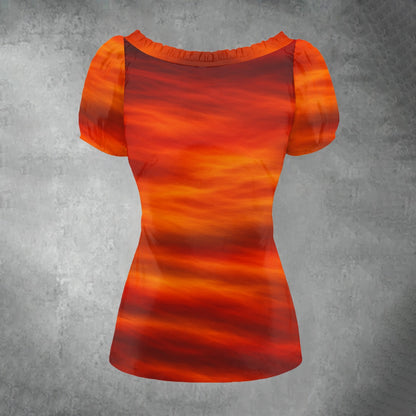 Women's Puff Sleeve Pleated Shirt