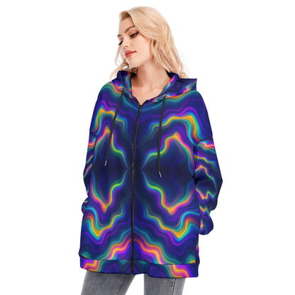 Women's Long Hoodie With Zipper Closure