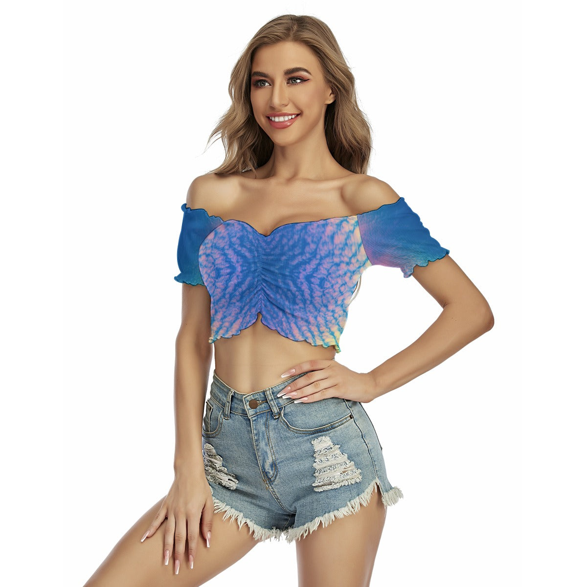 Women's One-shoulder Off-the-navel Short Sleeve T-shirt