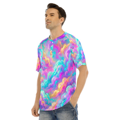 Men's Raglan Sleeve T-shirt With Button Closure