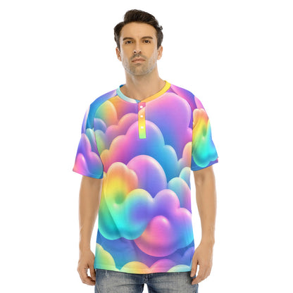 Men's Raglan Sleeve T-shirt With Button Closure