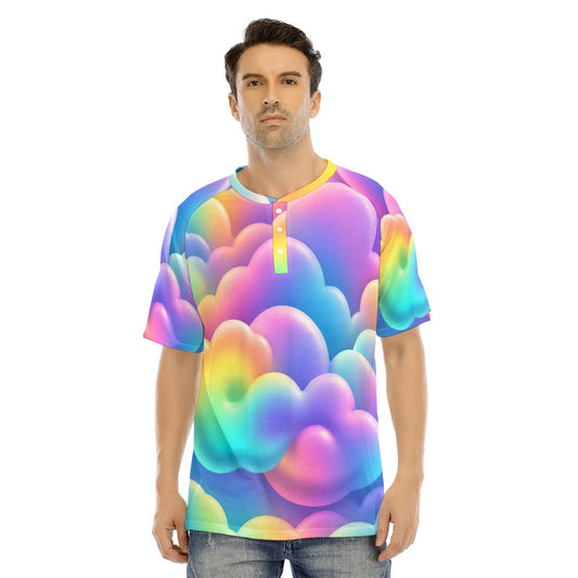 Men's Raglan Sleeve T-shirt With Button Closure