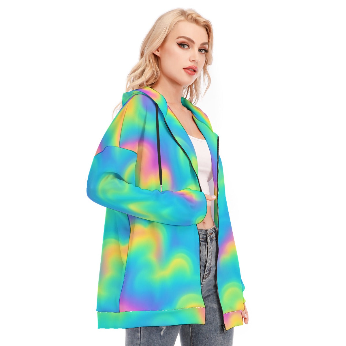 Women's Long Hoodie With Zipper Closure