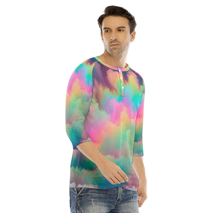 Men's Bracelet Sleeve T-shirt With Button Closure - view 2