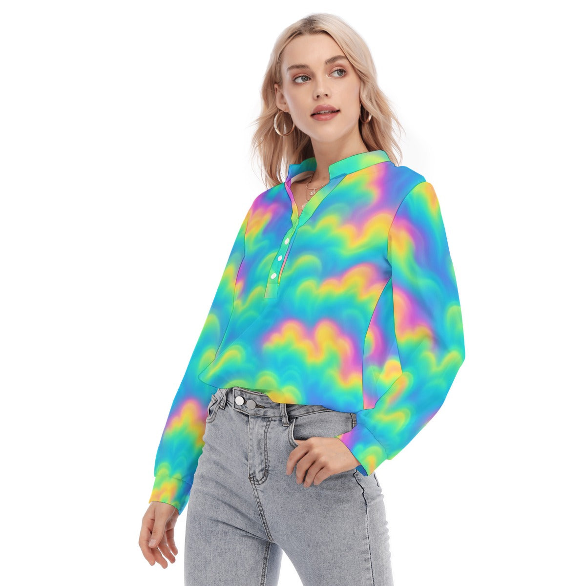 Women's Long Sleeve Blouse With Button Closure