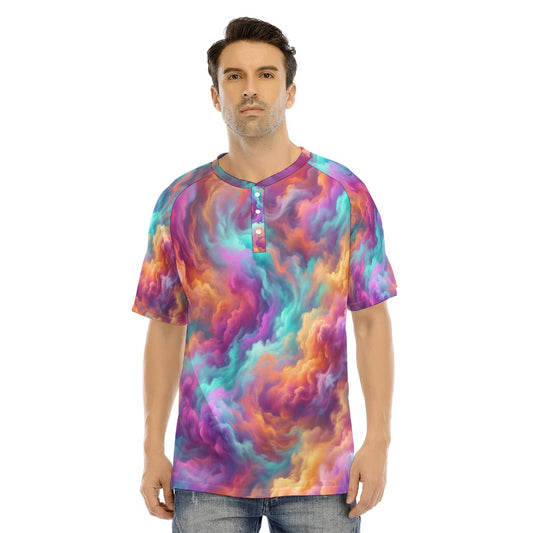 Men's Raglan Sleeve T-shirt With Button Closure