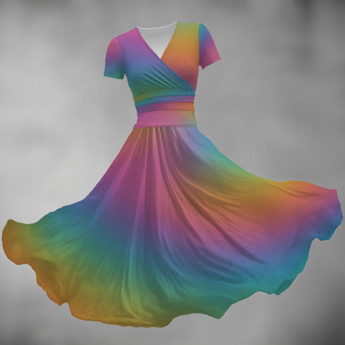 Women's Short Sleeve V Neck Midi Dress