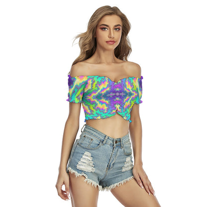 Women's One-shoulder Off-the-navel Short Sleeve T-shirt