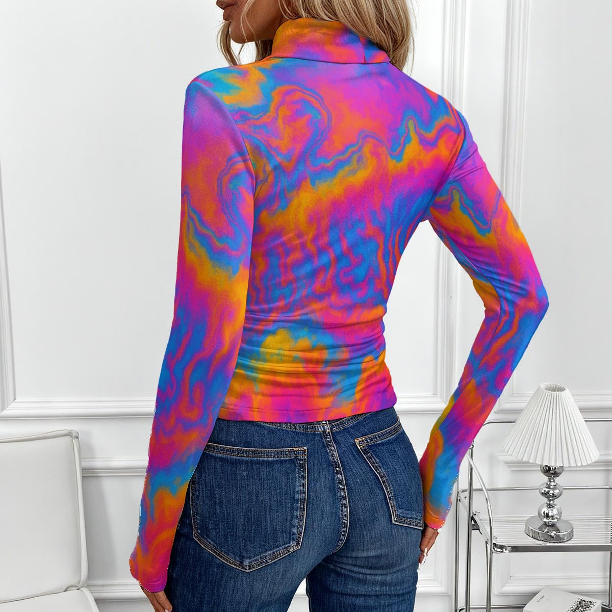 Women's Women's High-Neck Top With Long Sleeve