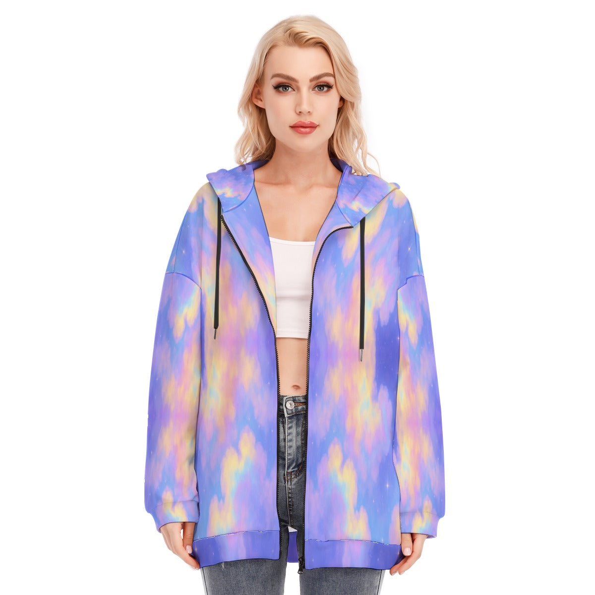 Women's Long Hoodie With Zipper Closure