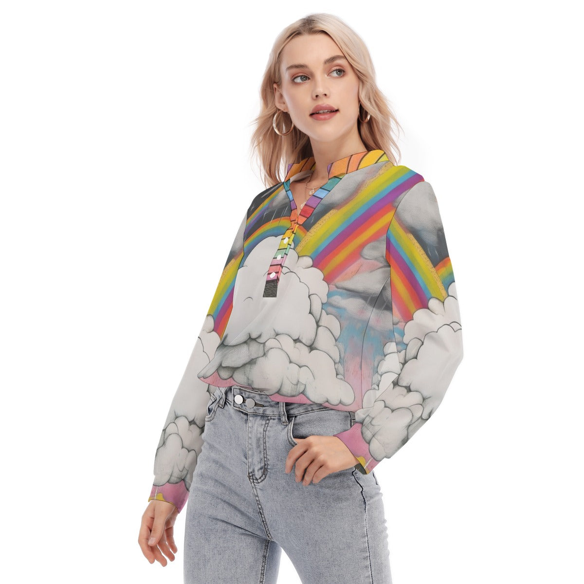 Women's Long Sleeve Blouse With Button Closure
