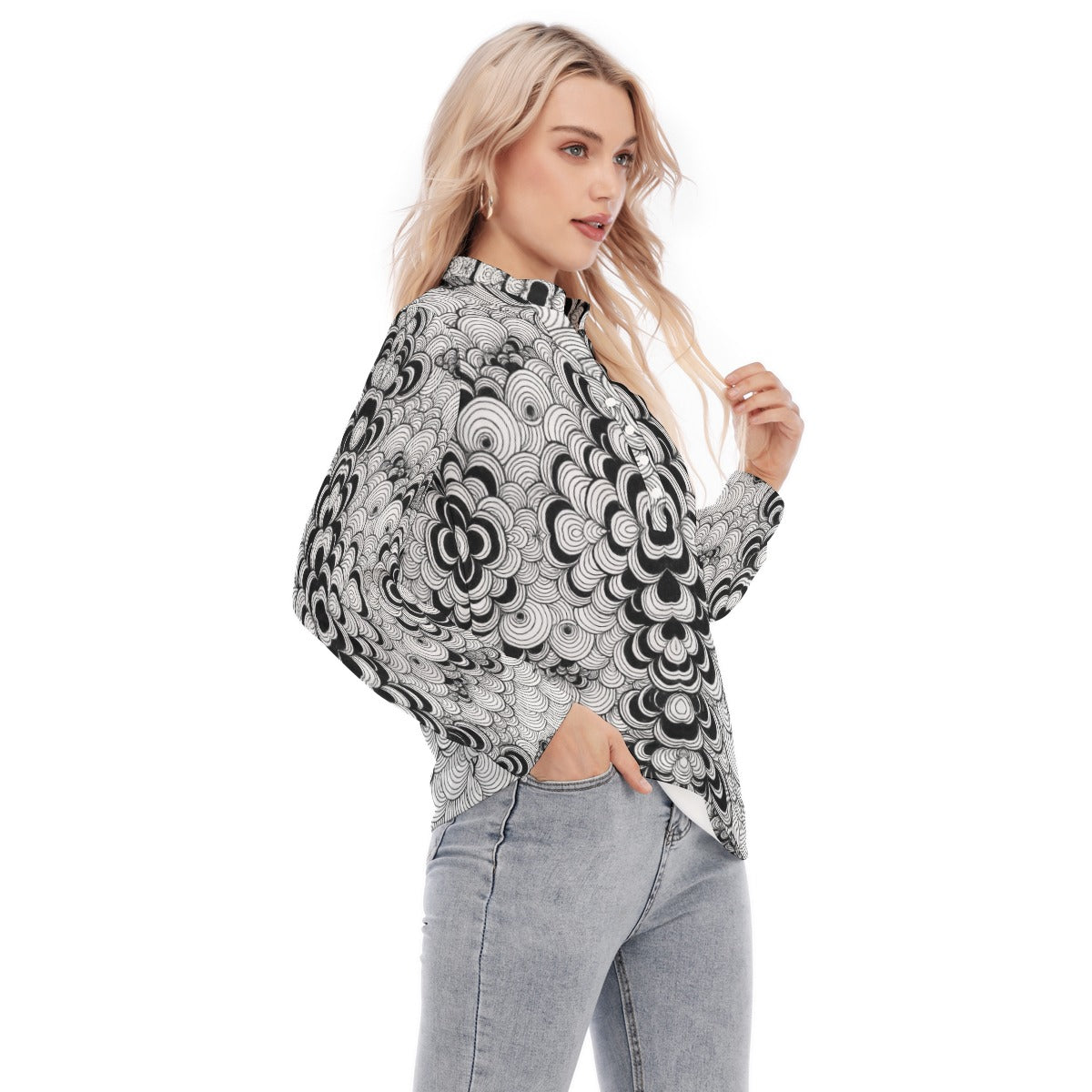 Women's Long Sleeve Blouse With Button Closure