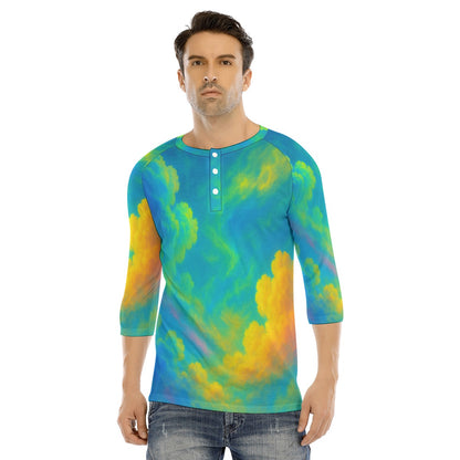 Men's Bracelet Sleeve T-shirt With Button Closure - view 1