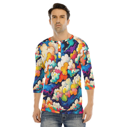 Men's Bracelet Sleeve T-shirt With Button Closure - view 1