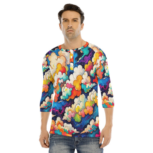 Men's Bracelet Sleeve T-shirt With Button Closure - view 1