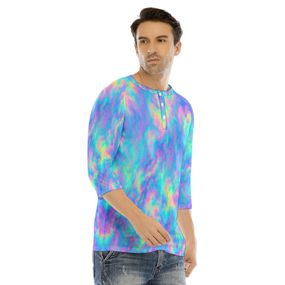 Men's Bracelet Sleeve T-shirt With Button Closure - view 2