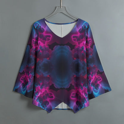 Women's V-neck T-shirt With Irregular Hem