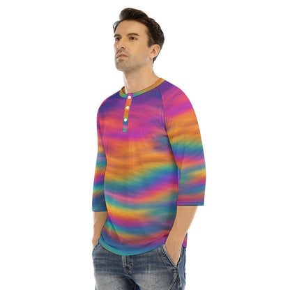 Men's Bracelet Sleeve T-shirt With Button Closure - view 3