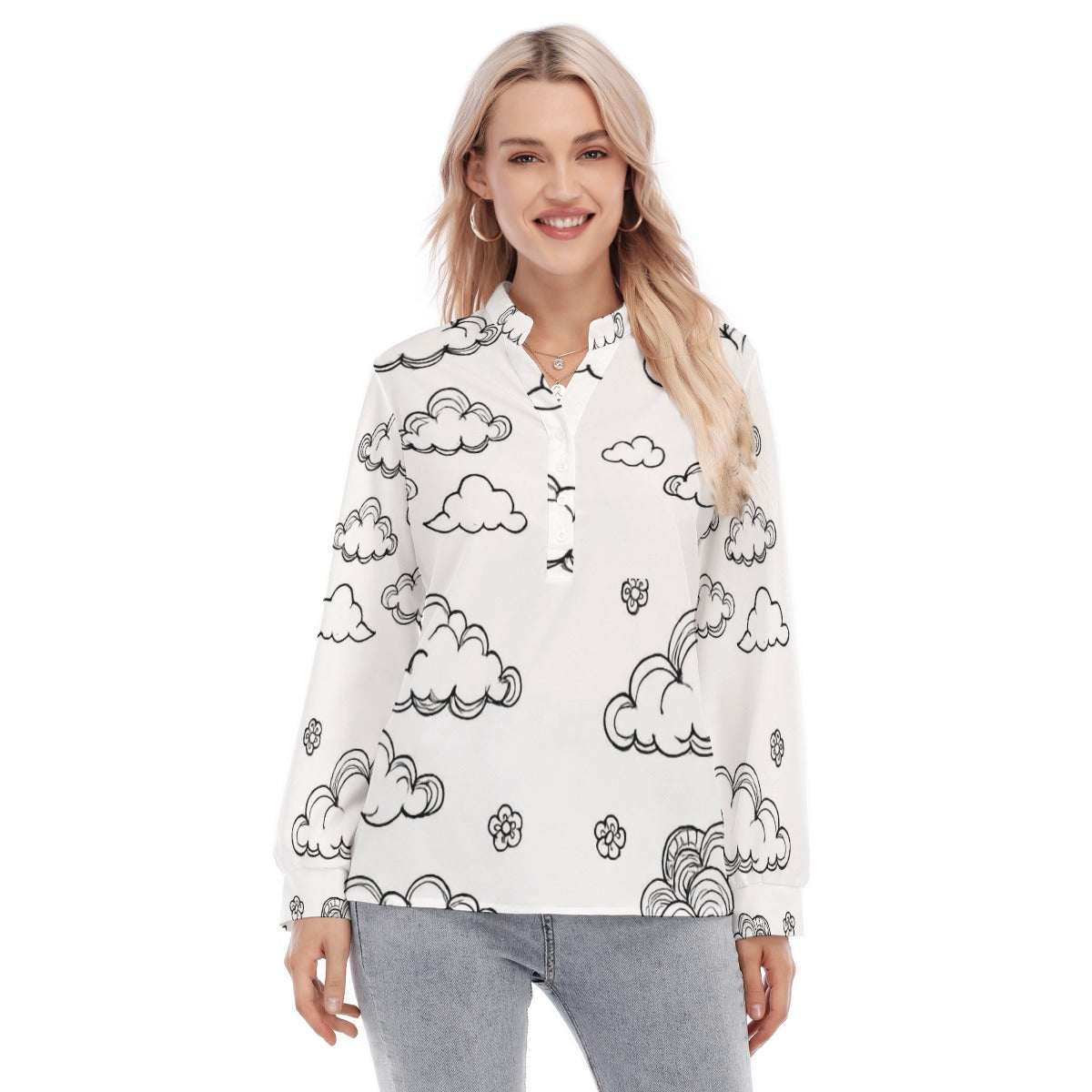 Women's Long Sleeve Blouse With Button Closure