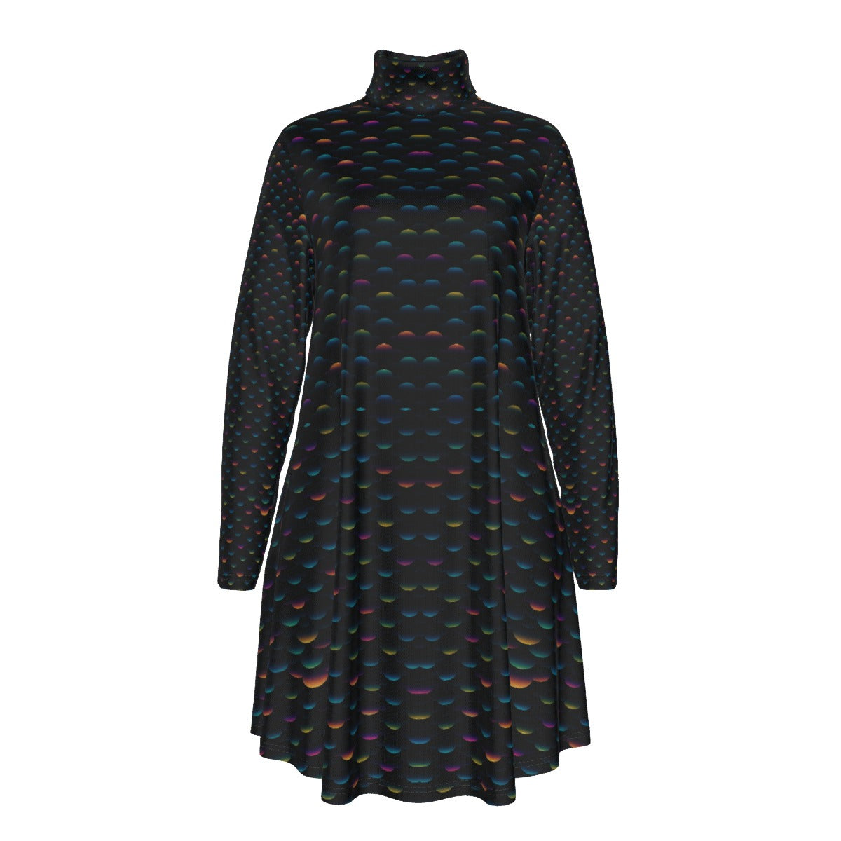 Women's High Neck Dress With Long Sleeve