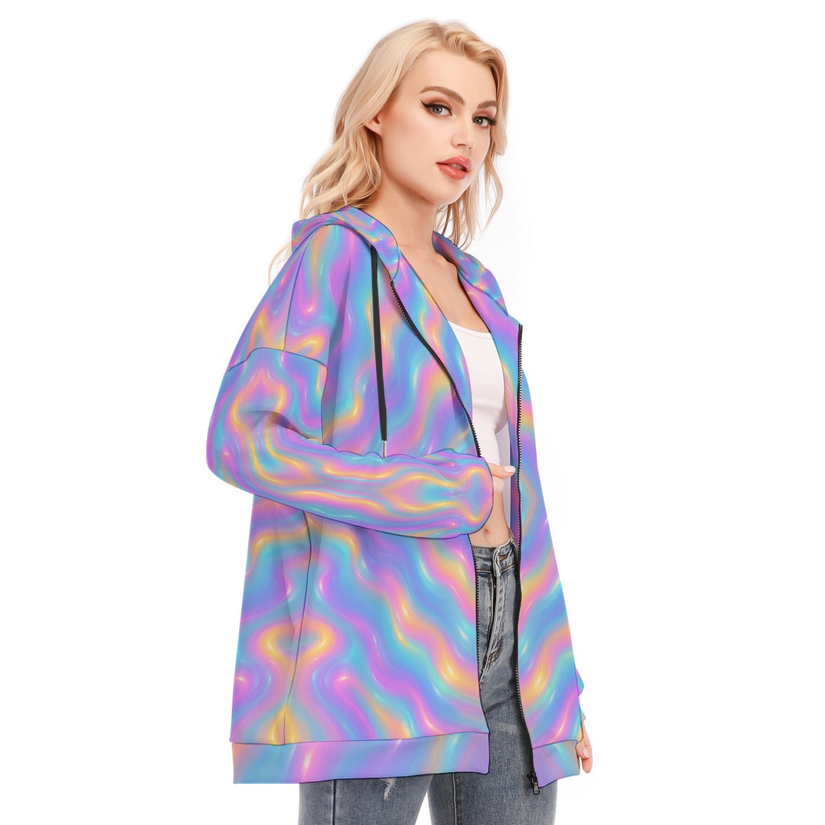 Women's Long Hoodie With Zipper Closure