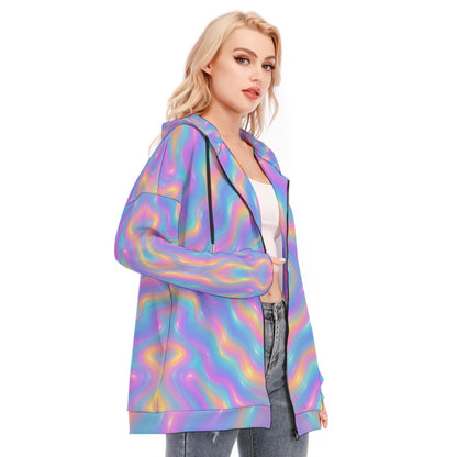 Women's Long Hoodie With Zipper Closure