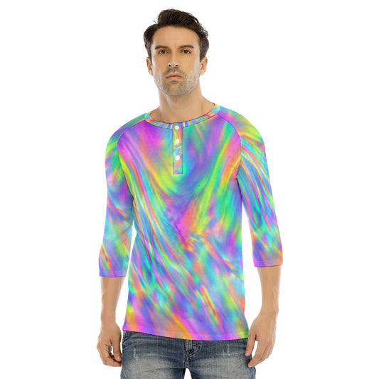 Men's Bracelet Sleeve T-shirt With Button Closure - view 1