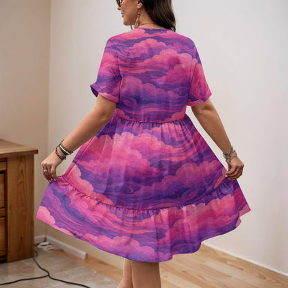 Women's Floral V-Neck Short Sleeve Dress by O’Nimbus – view 3