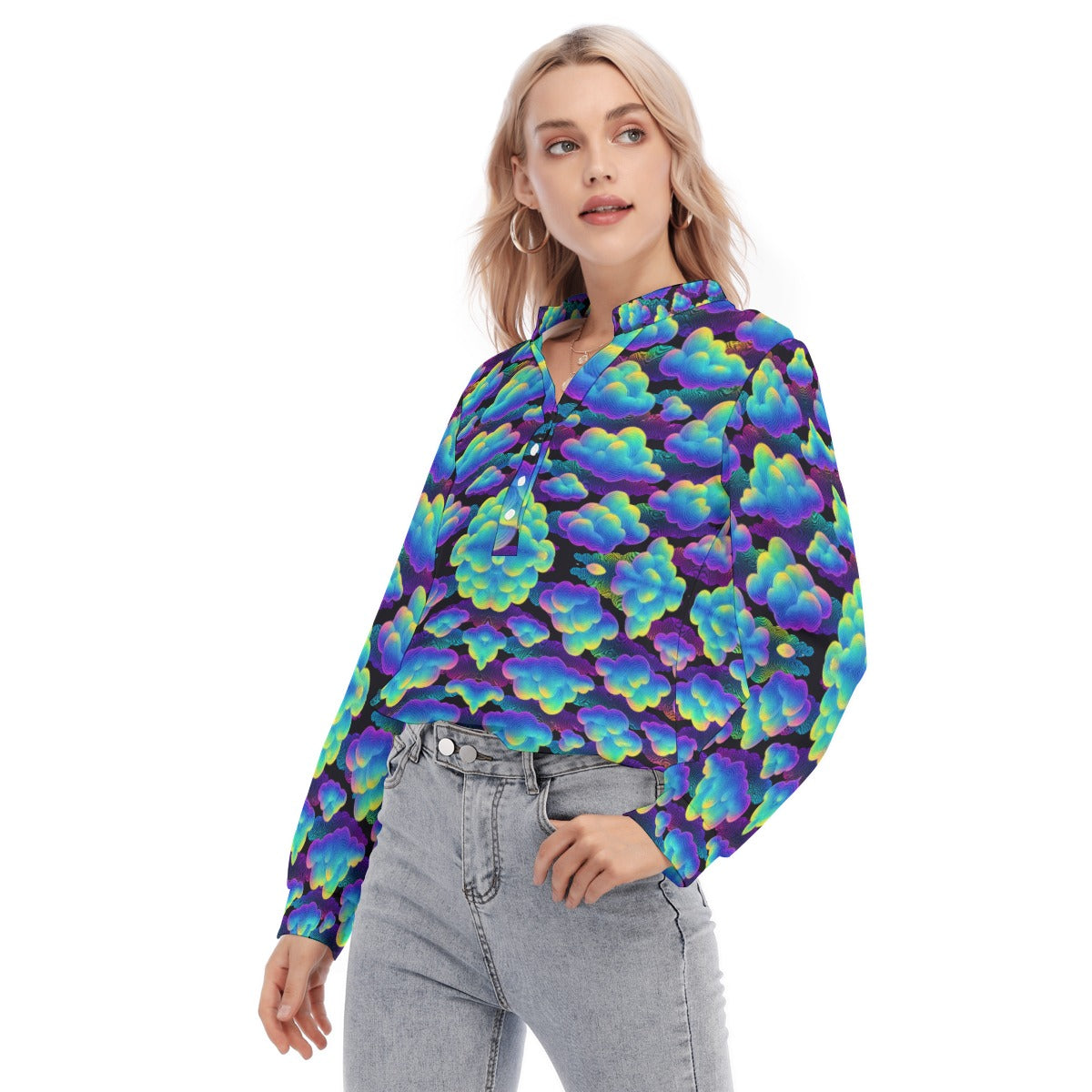 Women's Long Sleeve Blouse With Button Closure