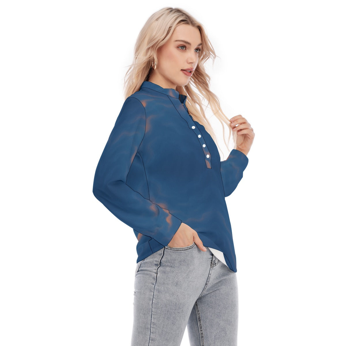 Women's Long Sleeve Blouse With Button Closure