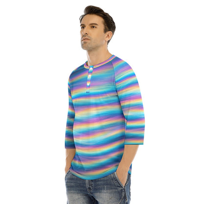 Men's Bracelet Sleeve T-shirt With Button Closure - view 3