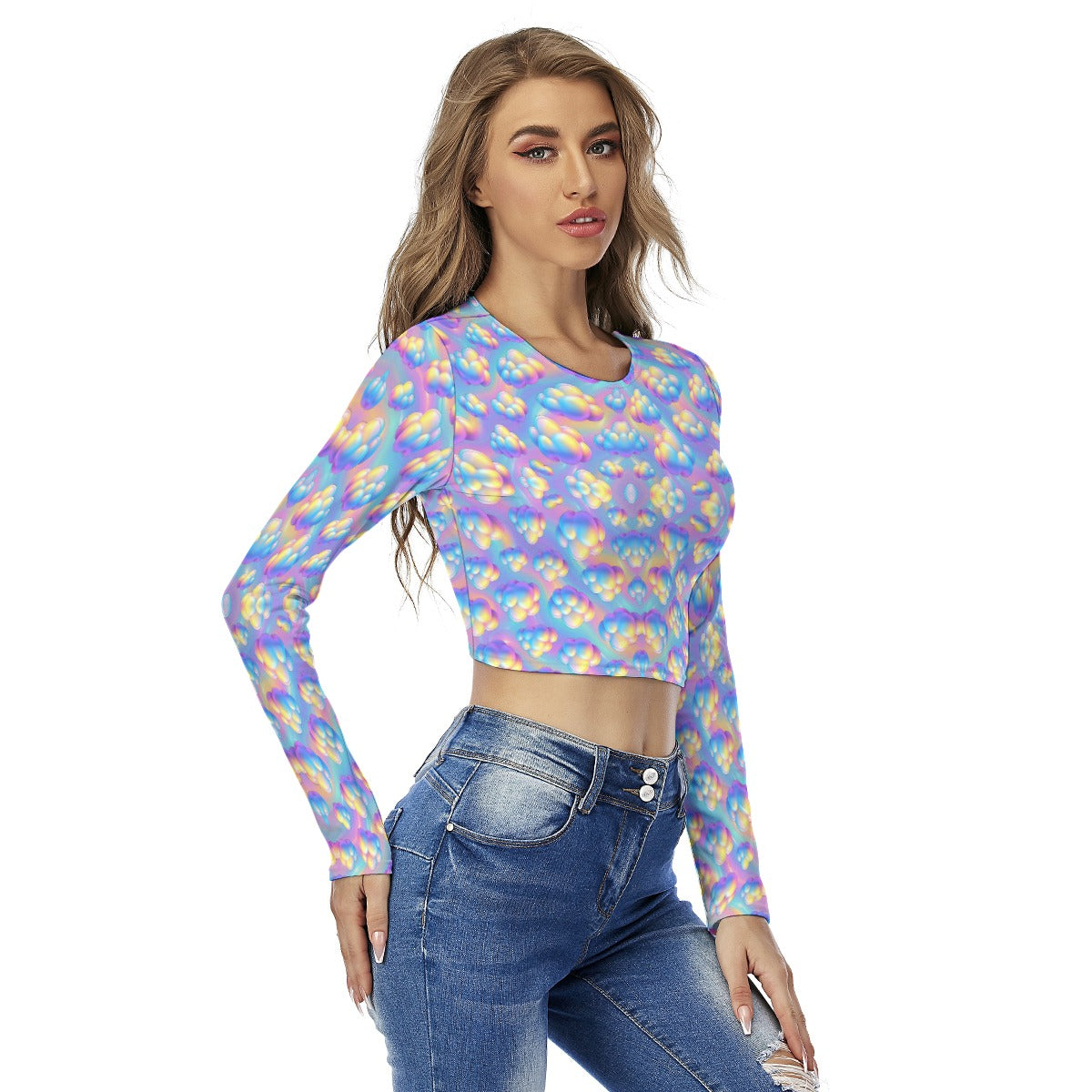 Women's Round Neck Crop Top T-Shirt
