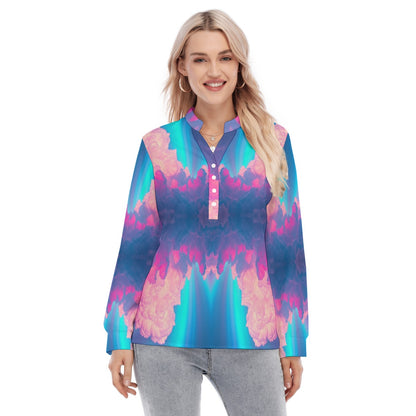 Women's Long Sleeve Blouse With Button Closure