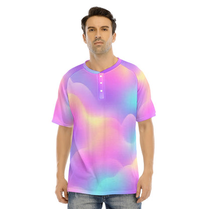 Men's Raglan Sleeve T-shirt With Button Closure